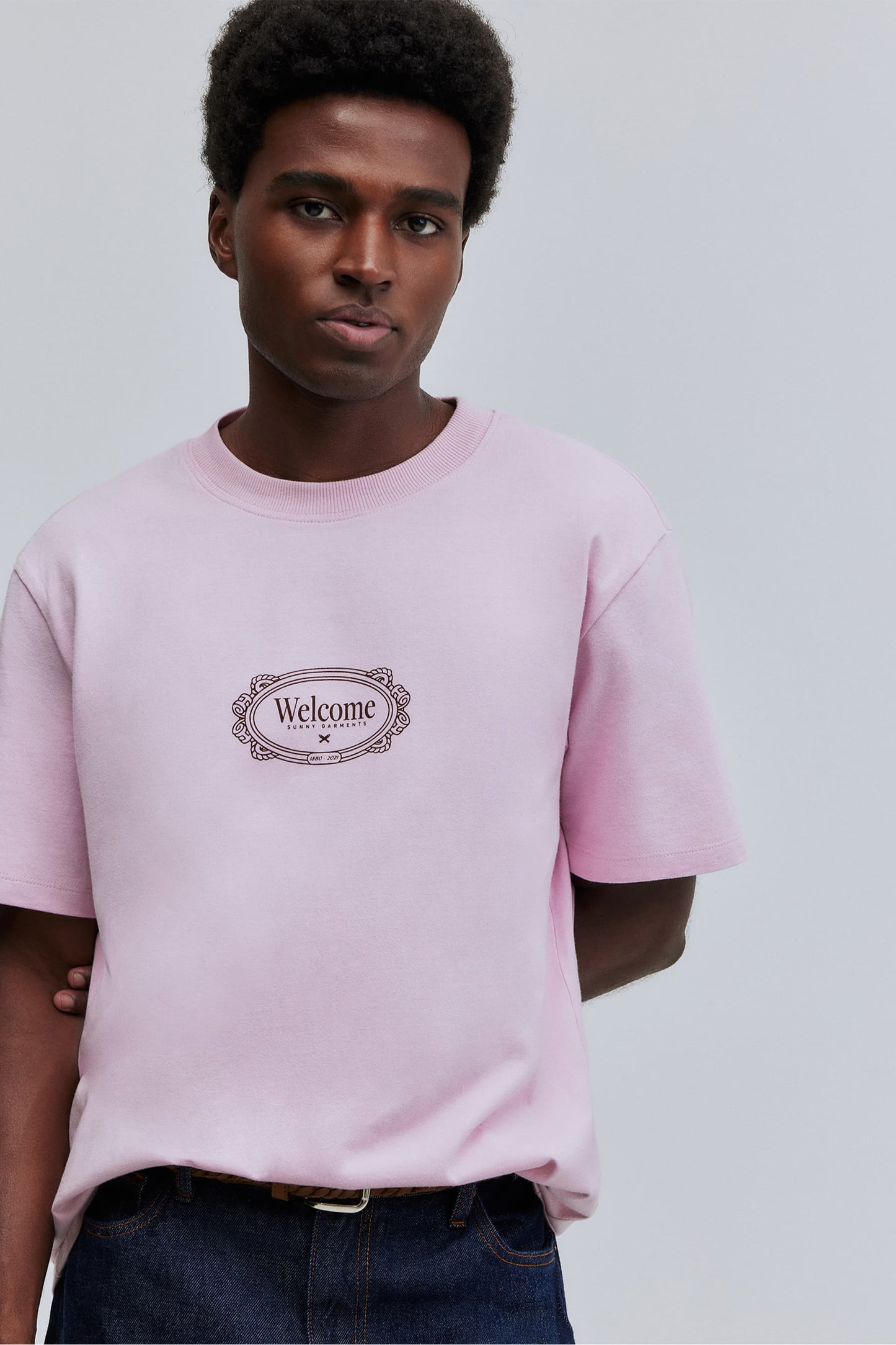 T-shirt Comfort Fit Frame Hering + Welcome - Rosa
