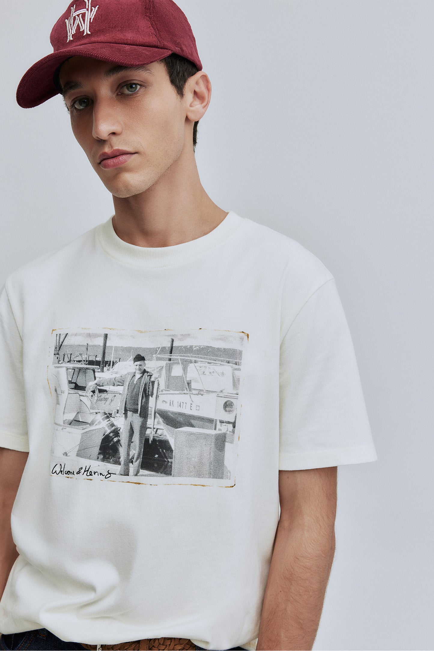 T-shirt Comfort Fit Postcard Hering + Welcome - Off White