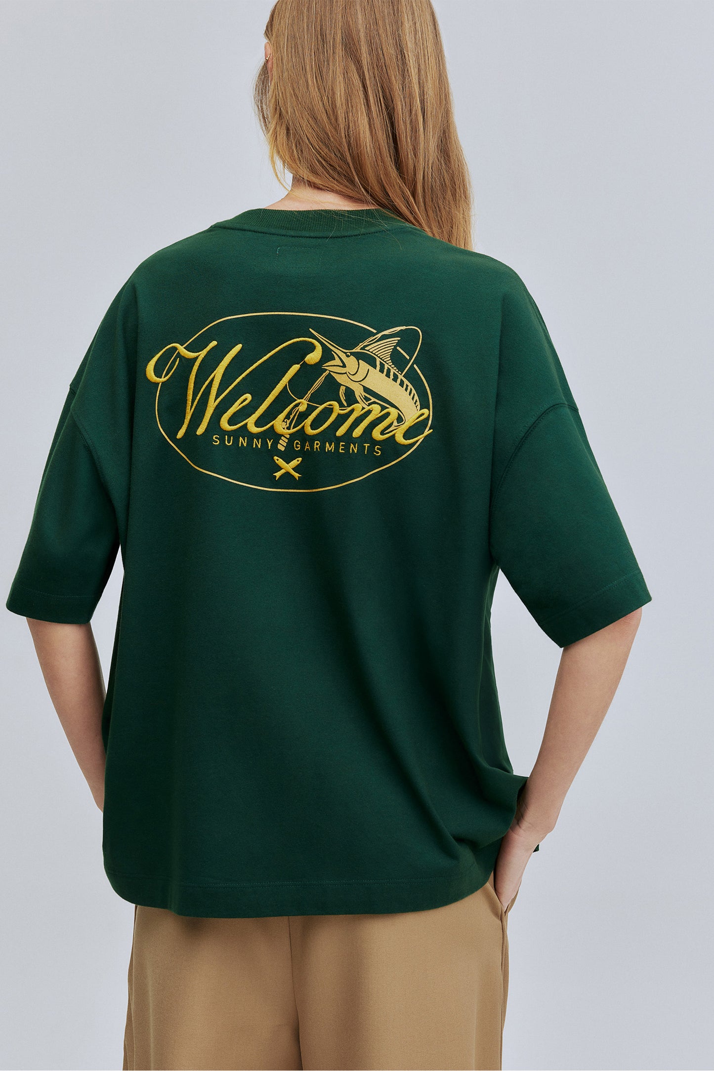 T-shirt Boxy Fit Marlin Hering + Welcome - Verde