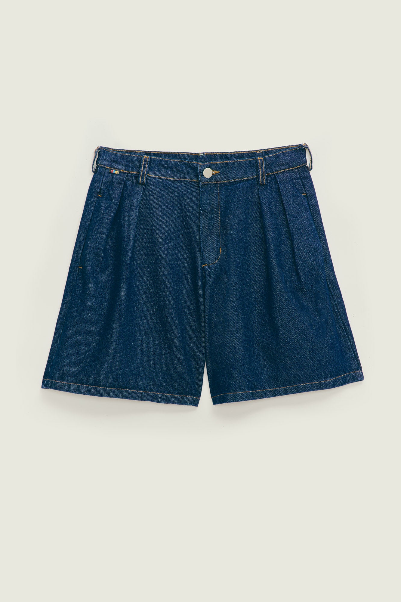 Bermuda Jeans Alfaiataria Dupla Prega - Indigo
