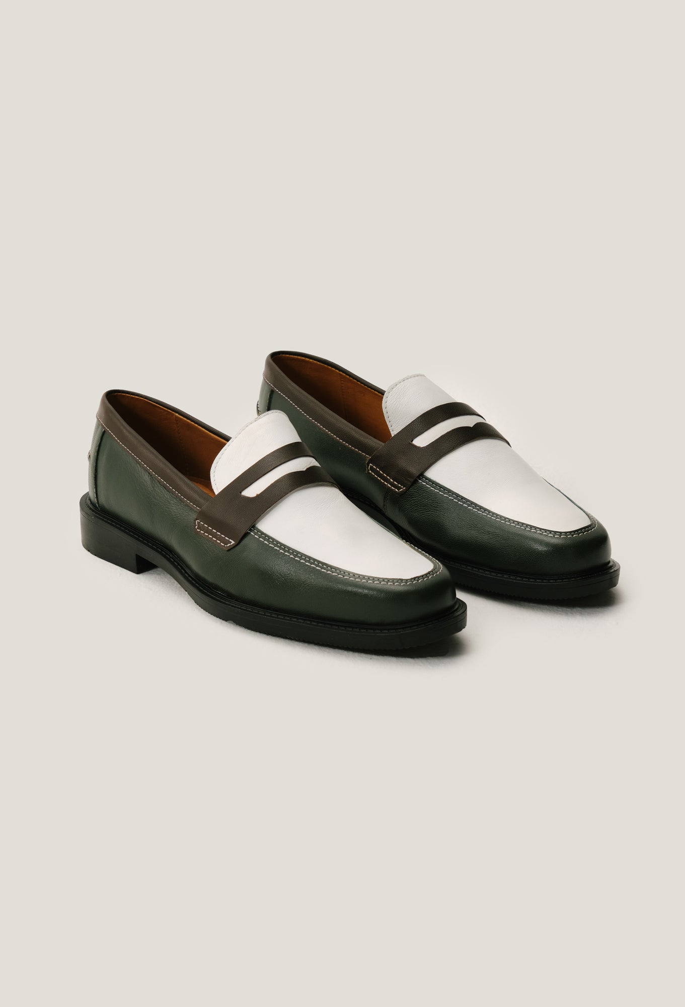 Sapato Penny Loafer Atlântico - Verde e Marrom Whisky