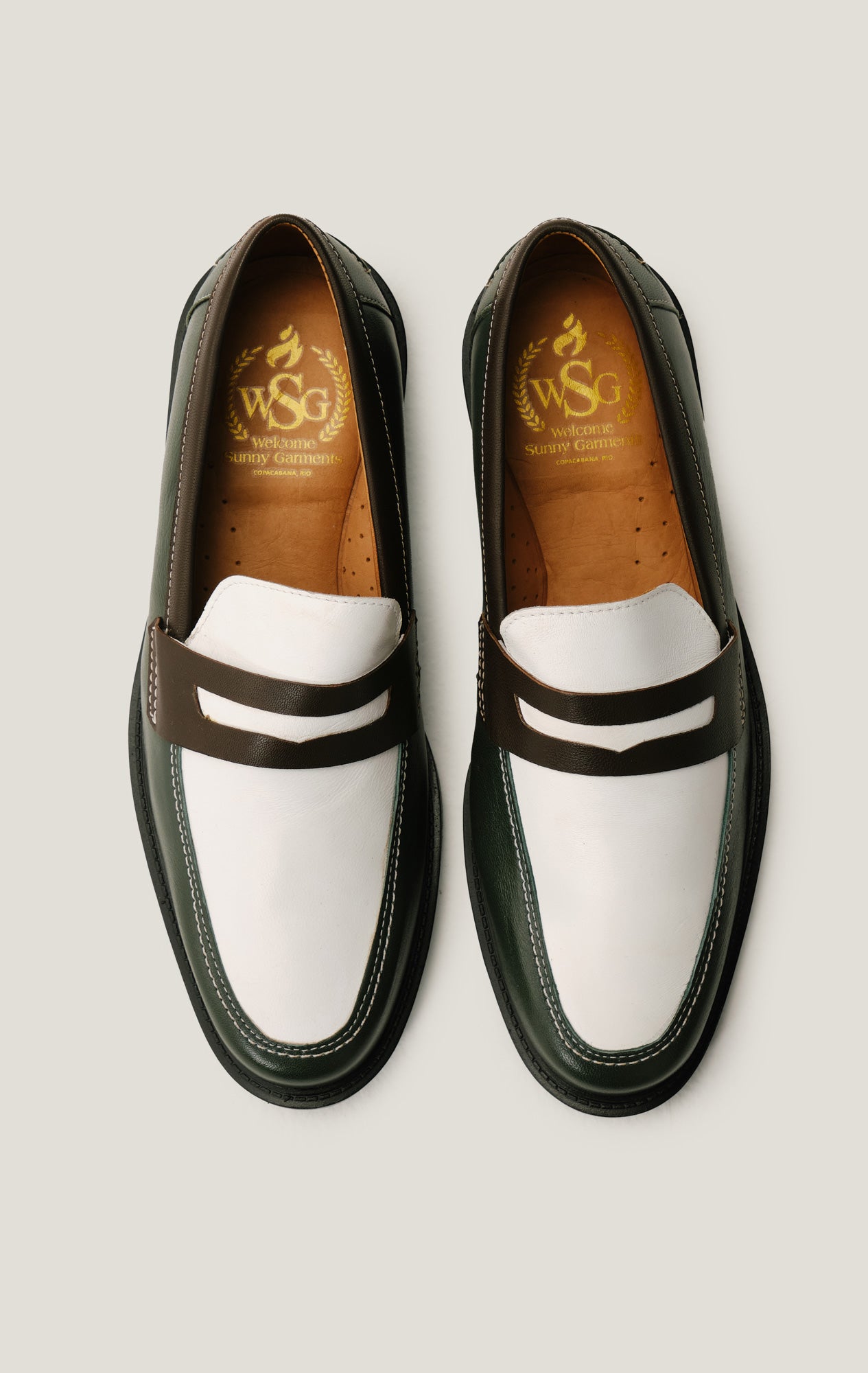 Sapato Penny Loafer Atlântico - Verde e Marrom Whisky