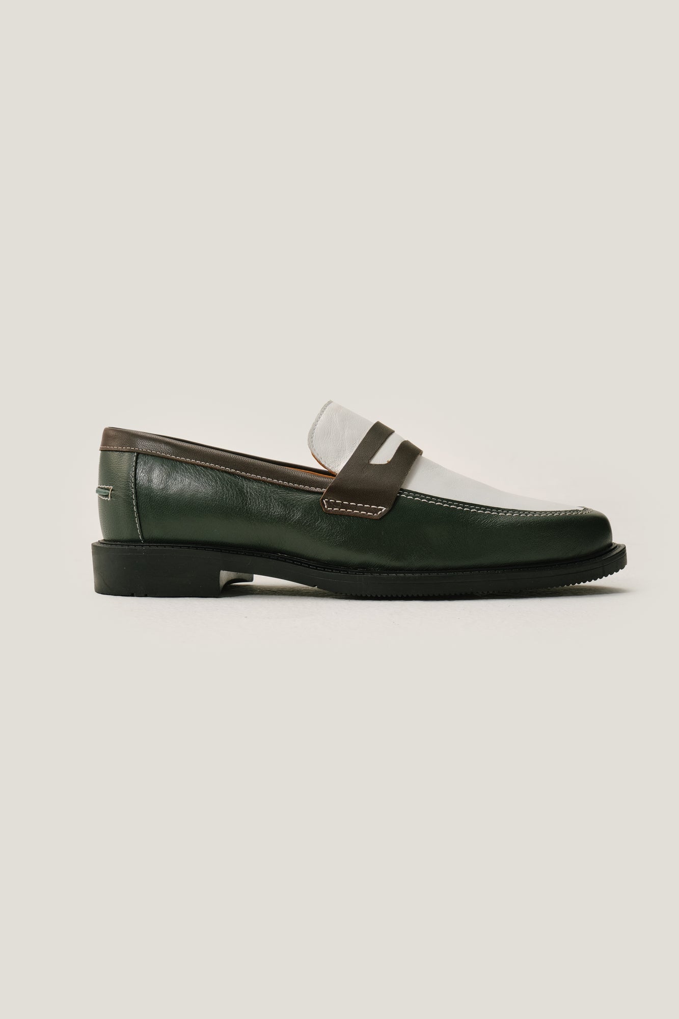 Sapato Penny Loafer Atlântico - Verde e Marrom Whisky