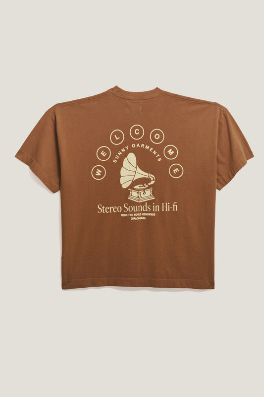 T-Shirt Boxy Fit Stereo Sounds - Marrom
