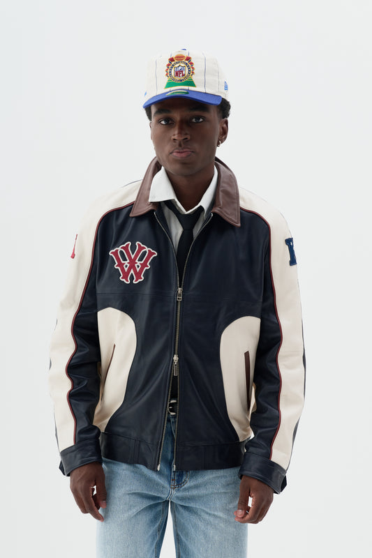 Jaqueta de Couro Kickoff x NFL - Azul e Off White