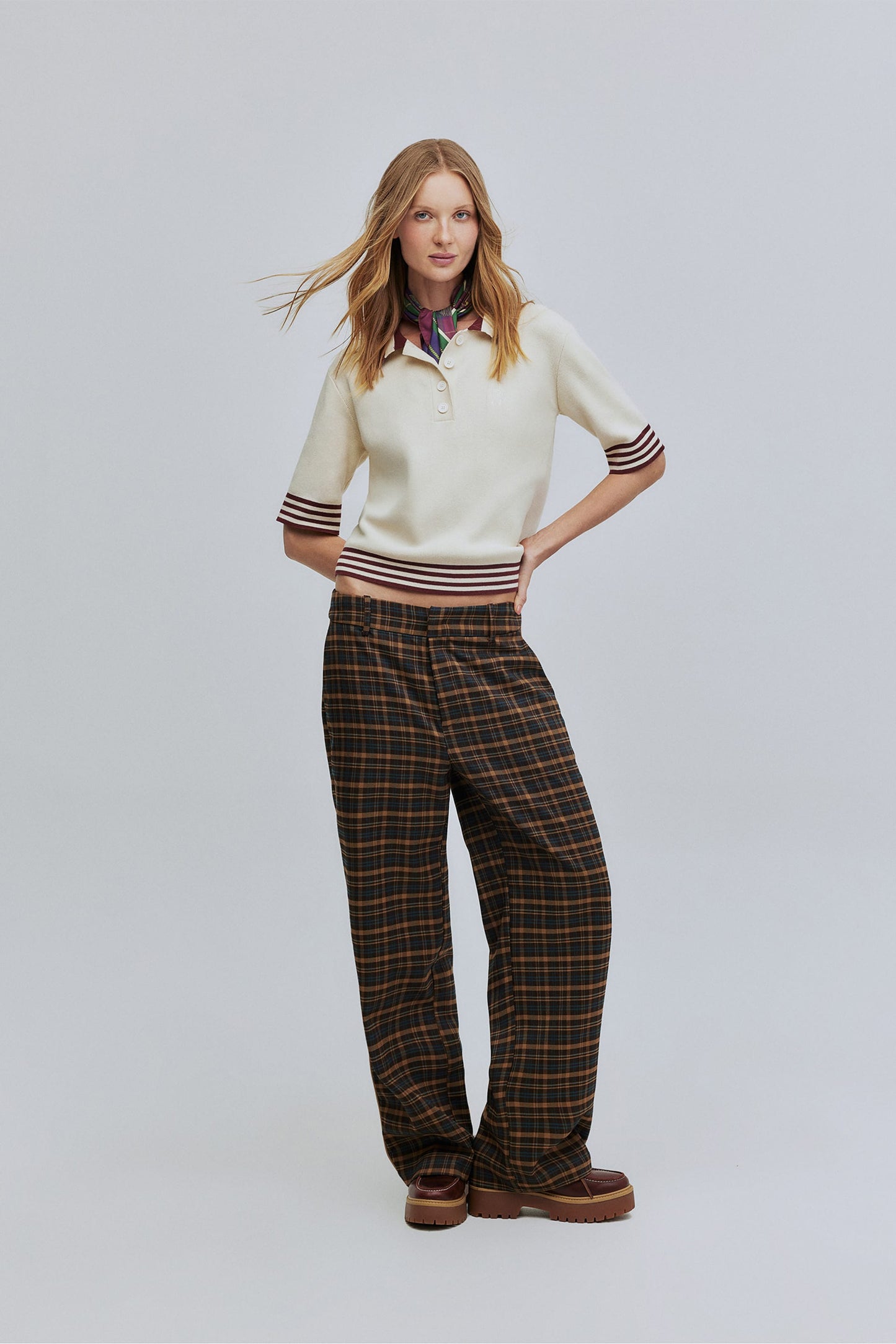 Calça Alfaiataria Xadrez Hering + Welcome - Marrom