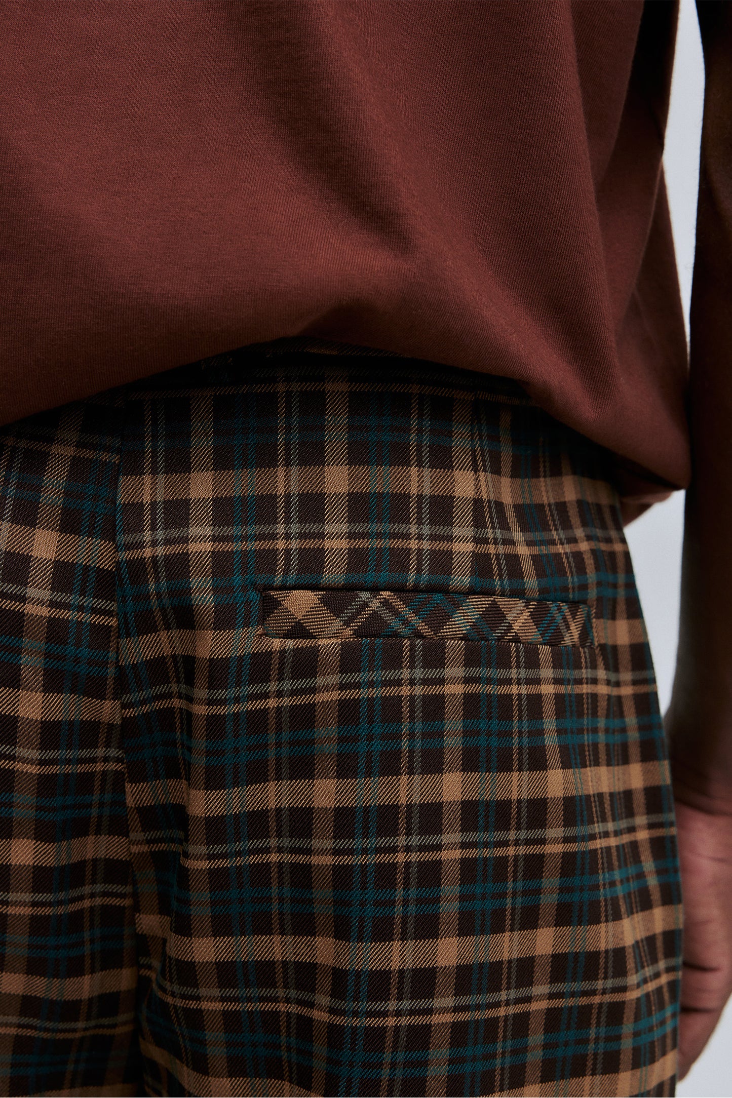 Calça Alfaiataria Xadrez Hering + Welcome - Marrom