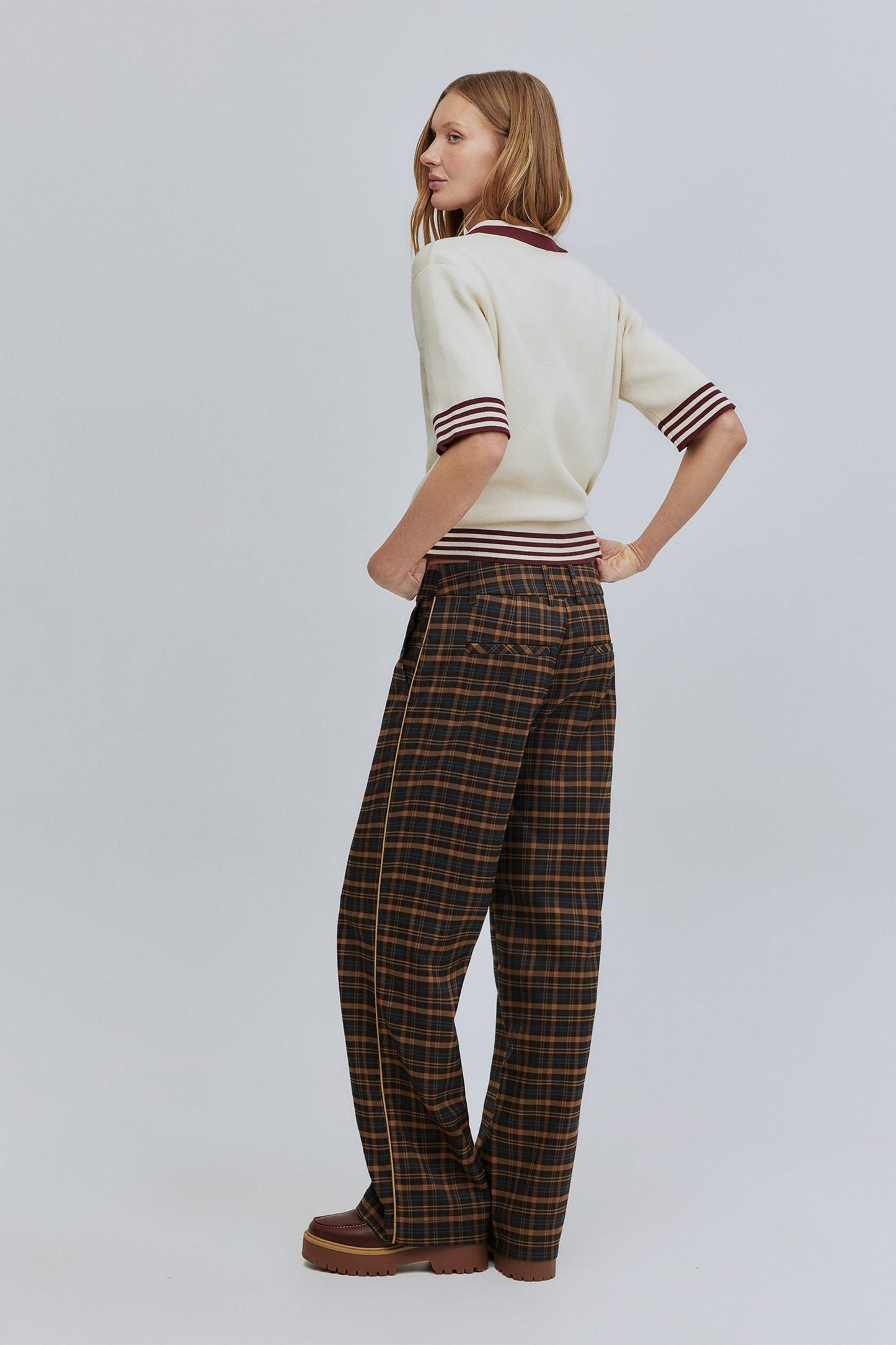 Calça Alfaiataria Xadrez Hering + Welcome - Marrom