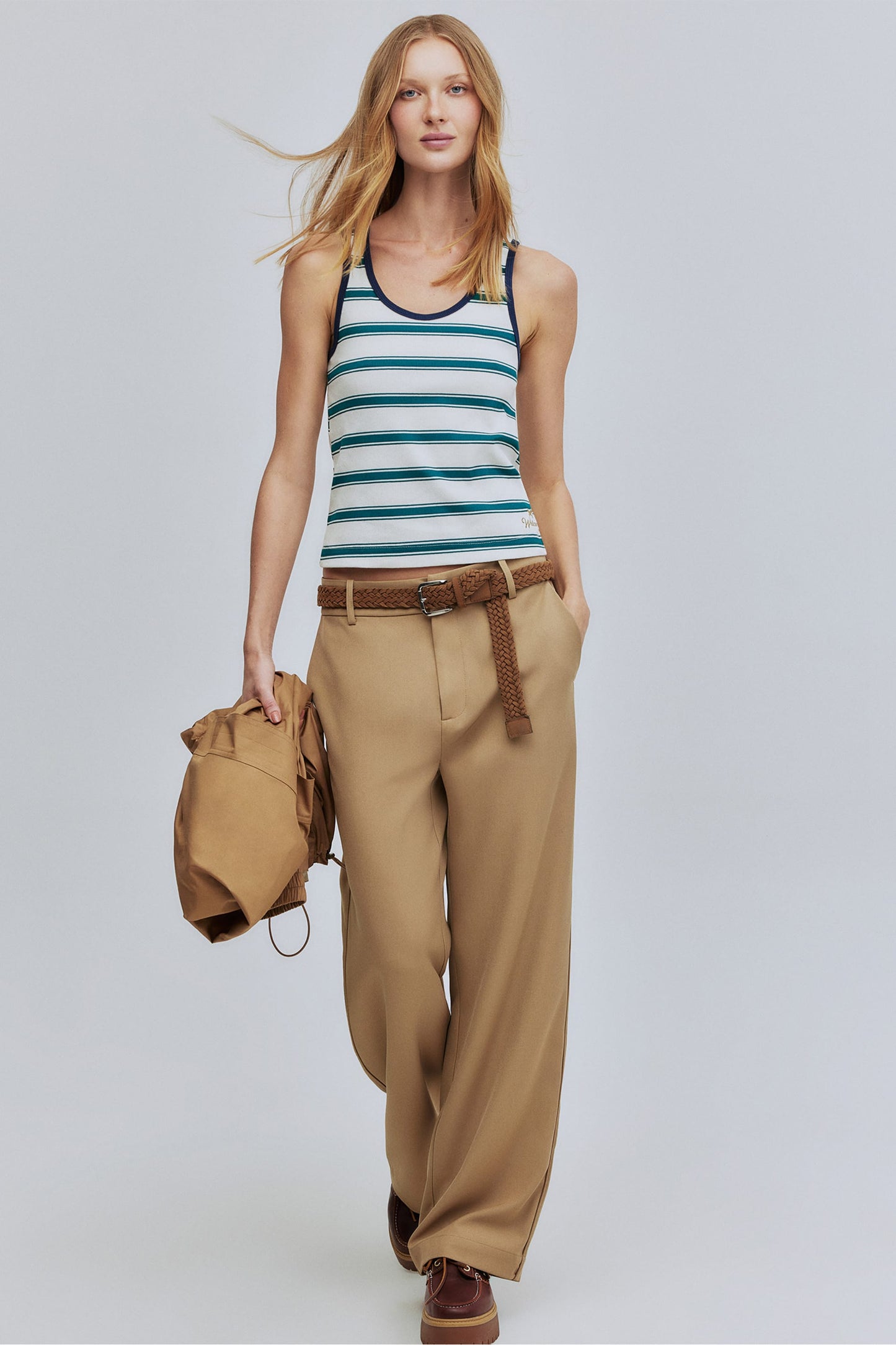 Regata Feminina Listrada Hering + Welcome - Off White e Verde