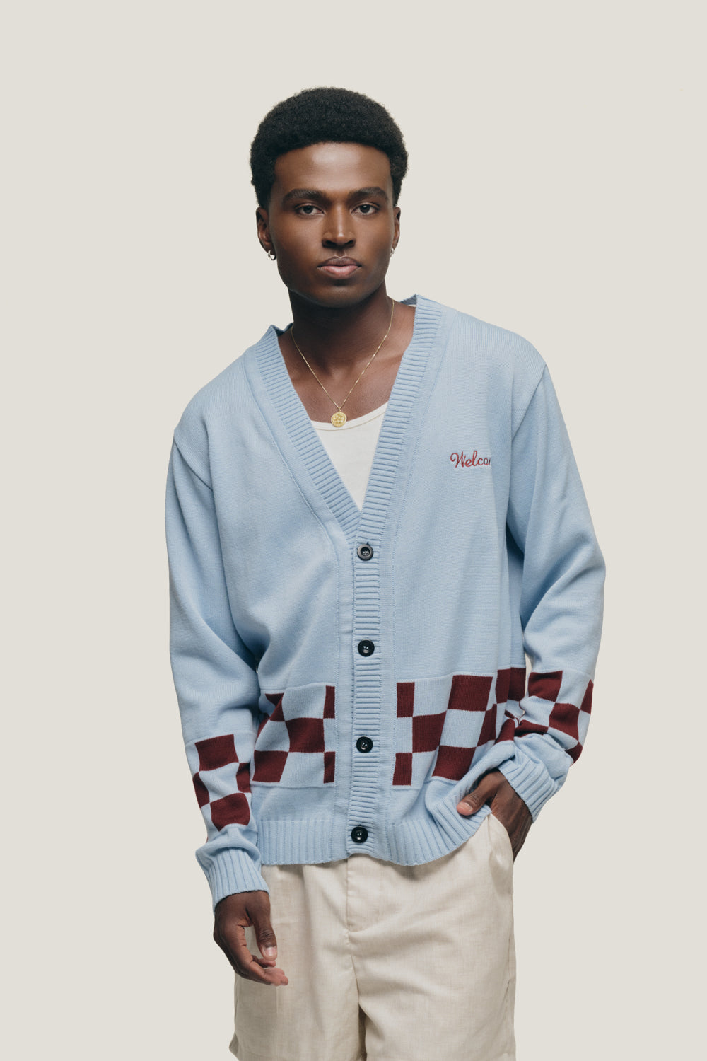 Cardigan Quadriculado - Azul e Vinho – Welcome Rio