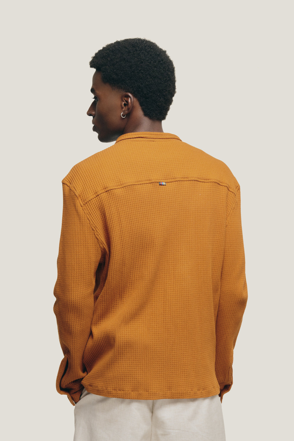 Camisa Overshirt Waffle - Ocre