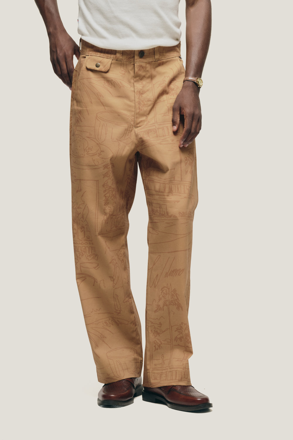 Calça Wide Chino Sketch - Caramelo – Welcome Rio