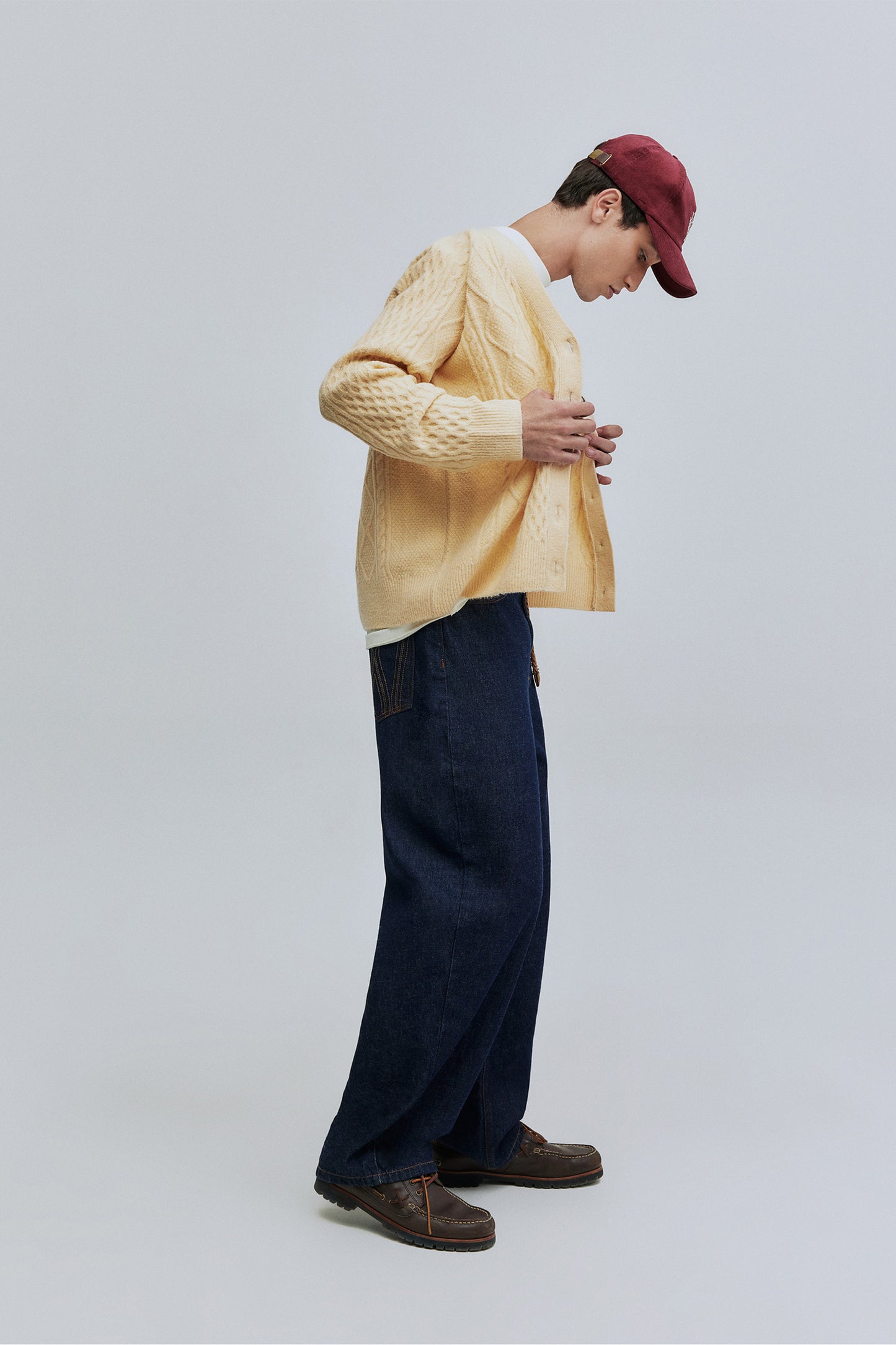 Cardigan Tricô Fisherman Hering + Welcome - Amarelo Butter