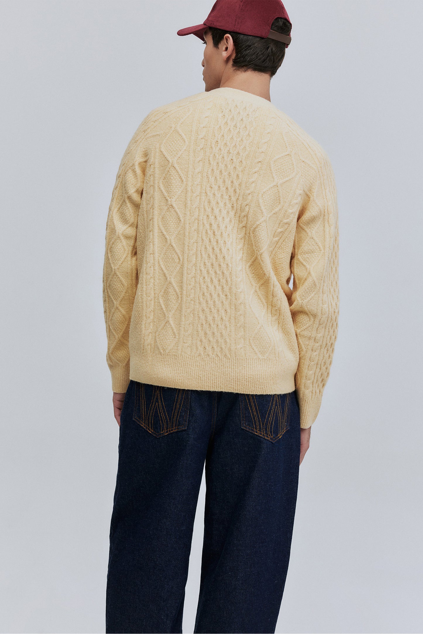 Cardigan Tricô Fisherman Hering + Welcome - Amarelo Butter