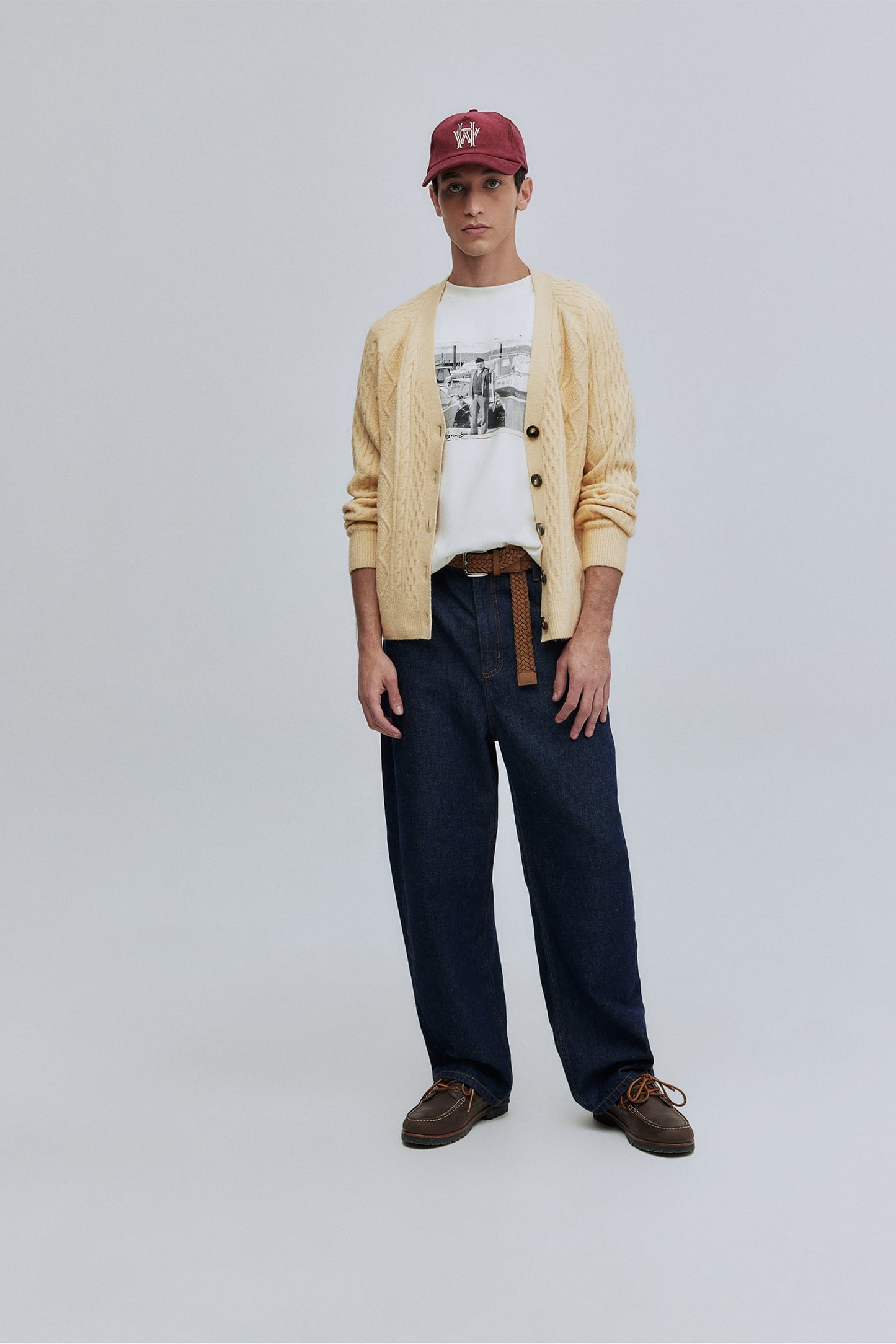 Cardigan Tricô Fisherman Hering + Welcome - Amarelo Butter