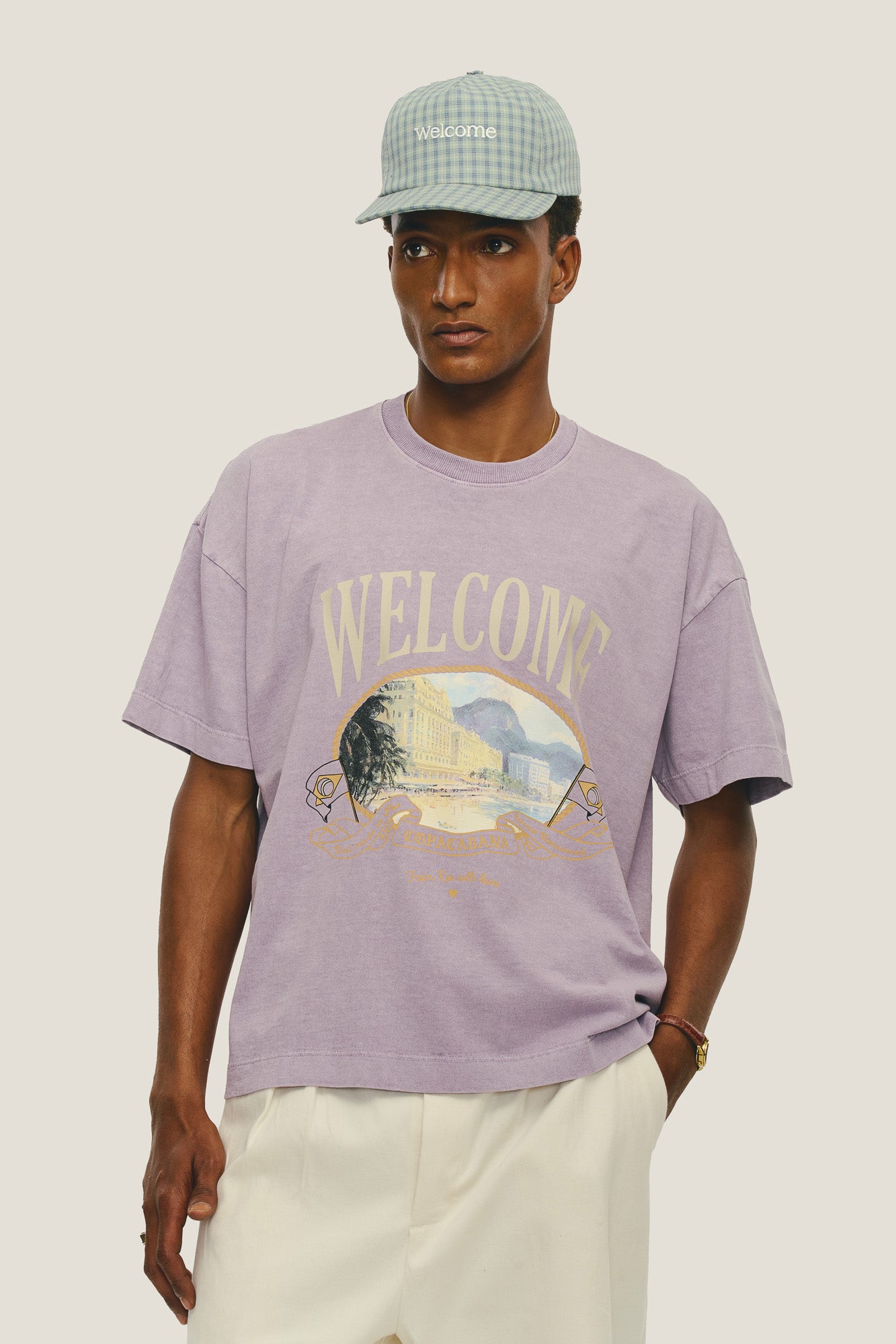 T-shirt Boxy Fit Souvenir - Roxo Stoned