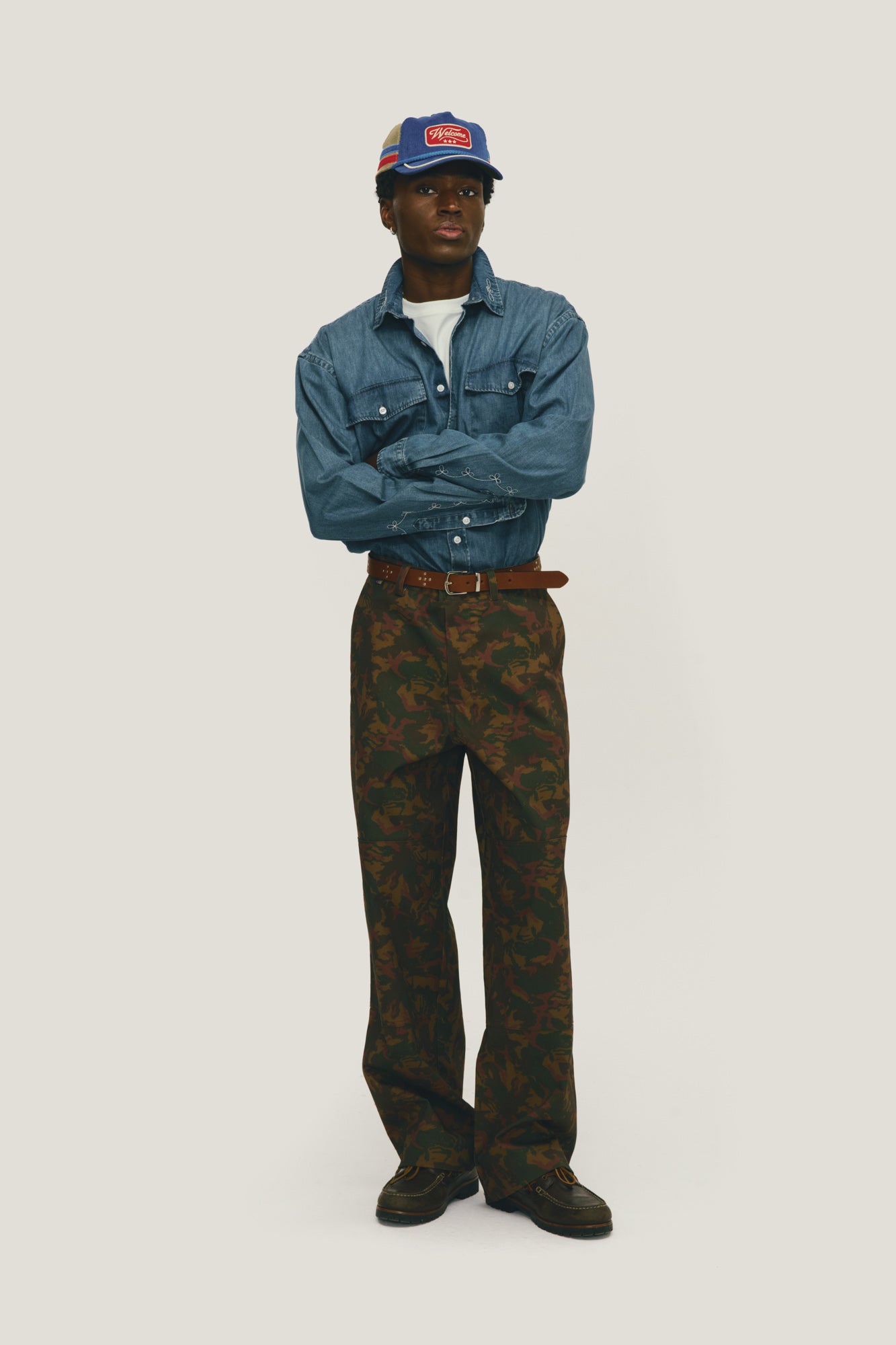 Camisa Jeans Floral Western - Índigo