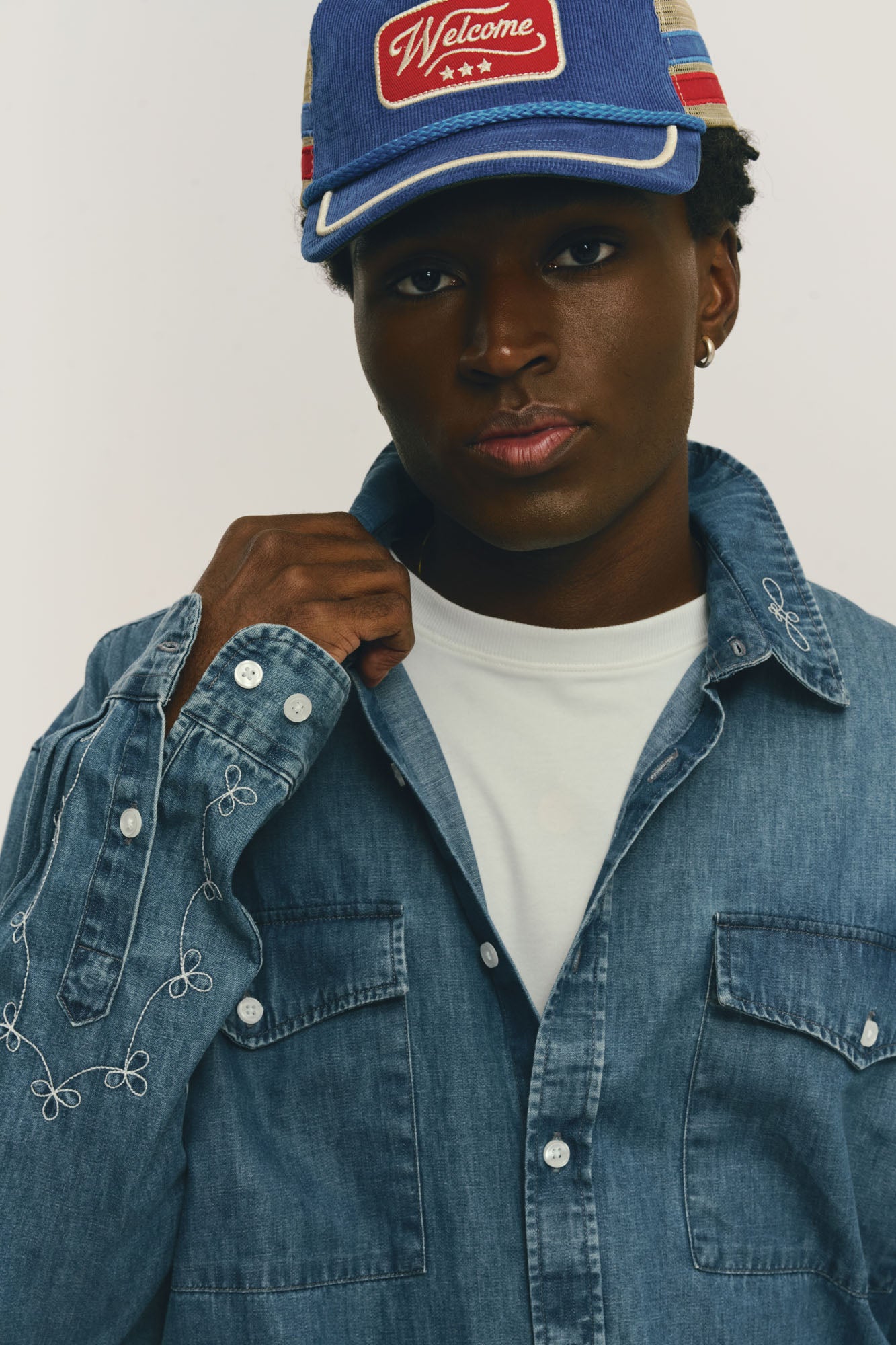 Boné Veludo Trucker - Azul Royal