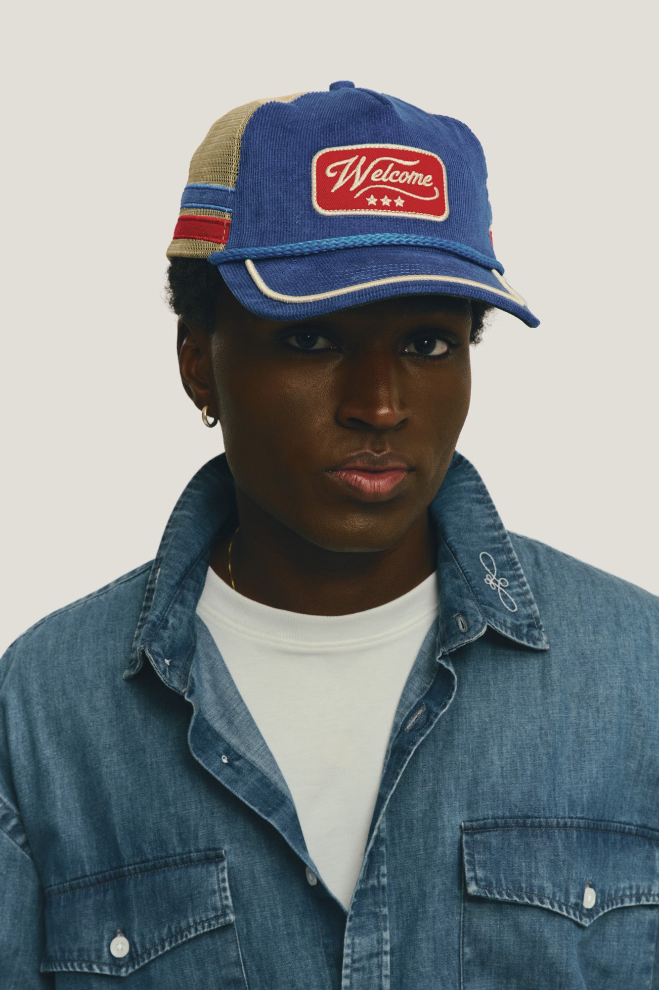 Boné Veludo Trucker - Azul Royal