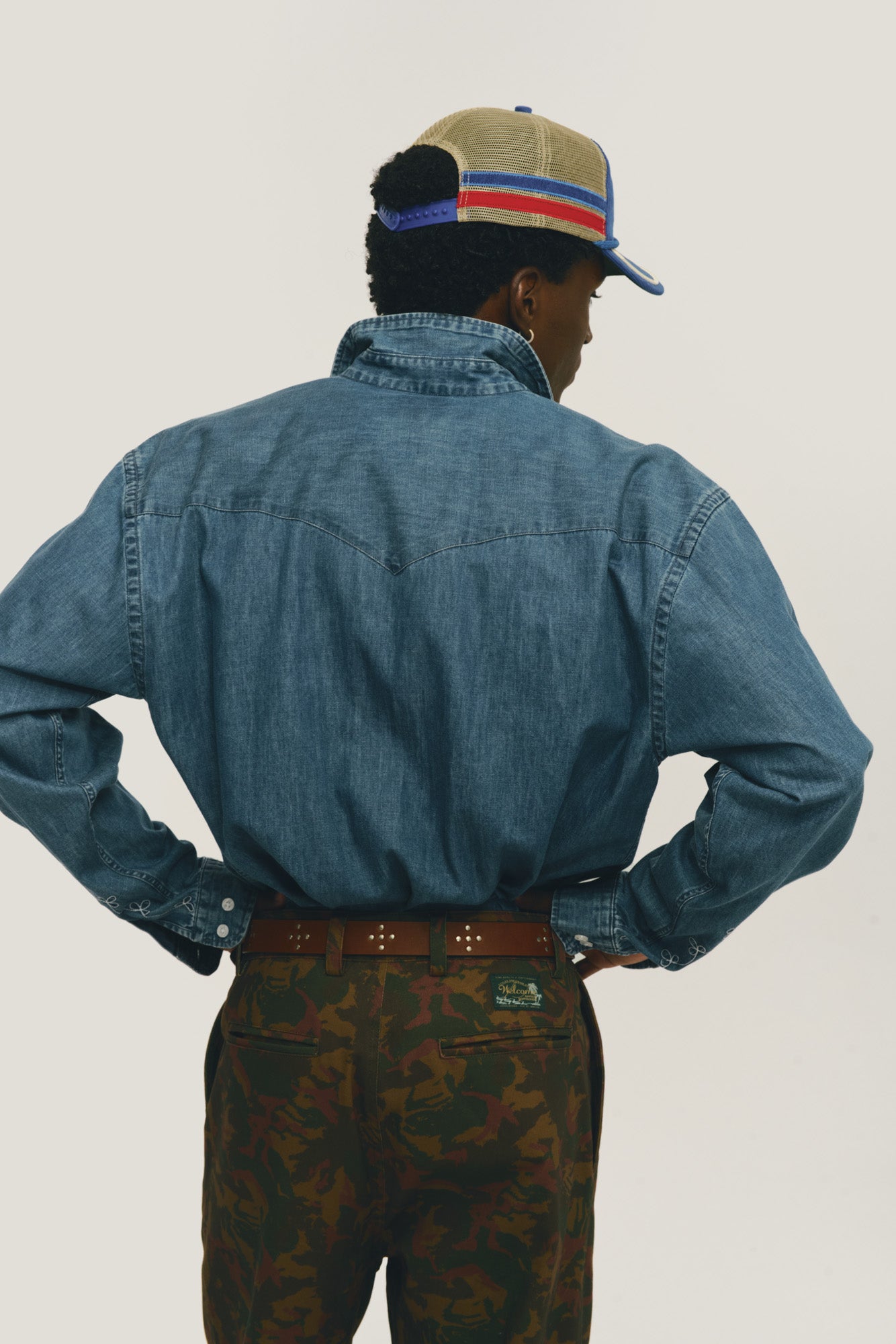 Camisa Jeans Floral Western - Índigo