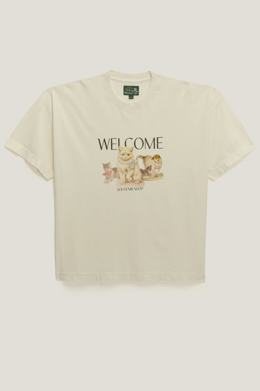 T-Shirt Boxy Fit Cats - Off White