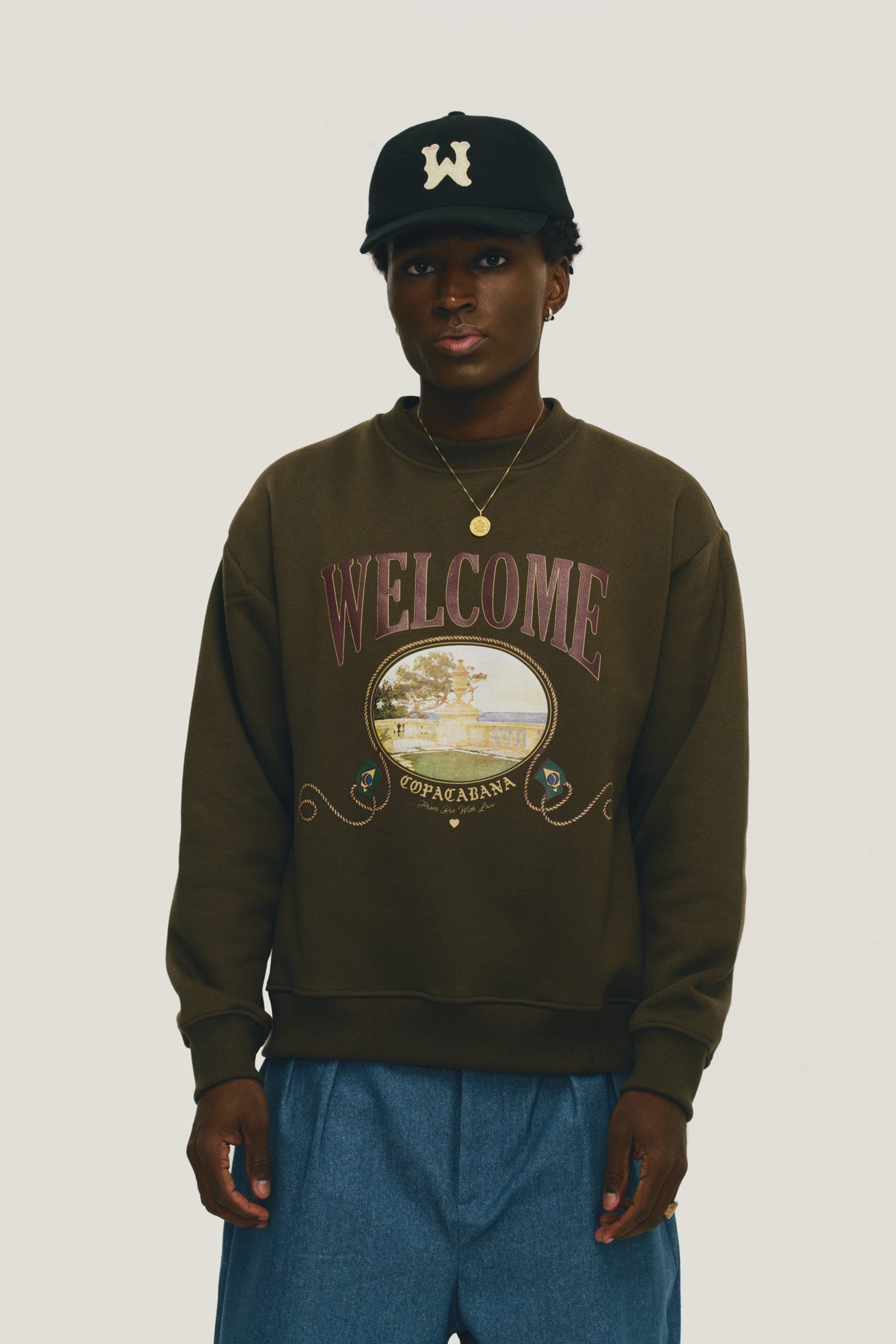 Casaco Crewneck Souvenir - Marrom