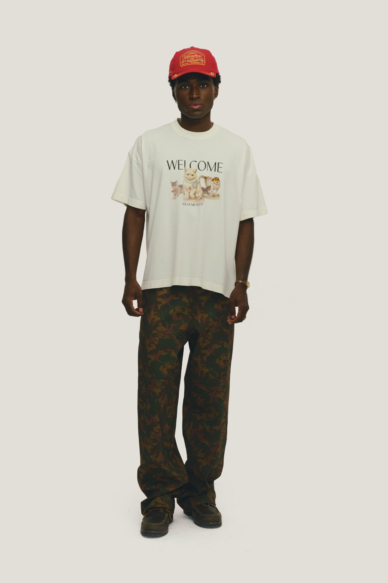T-Shirt Boxy Fit Cats - Off White