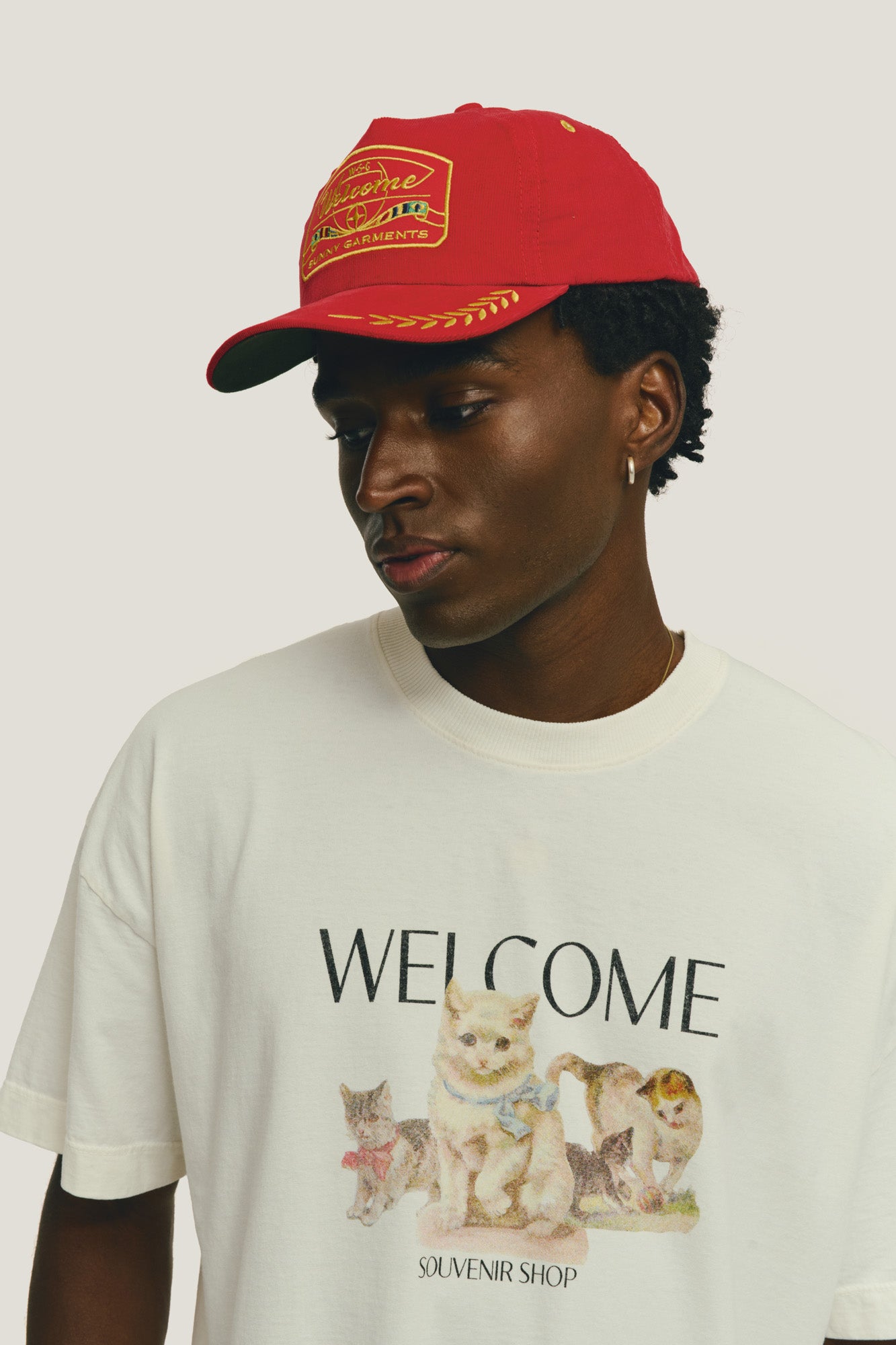 T-Shirt Boxy Fit Cats - Off White