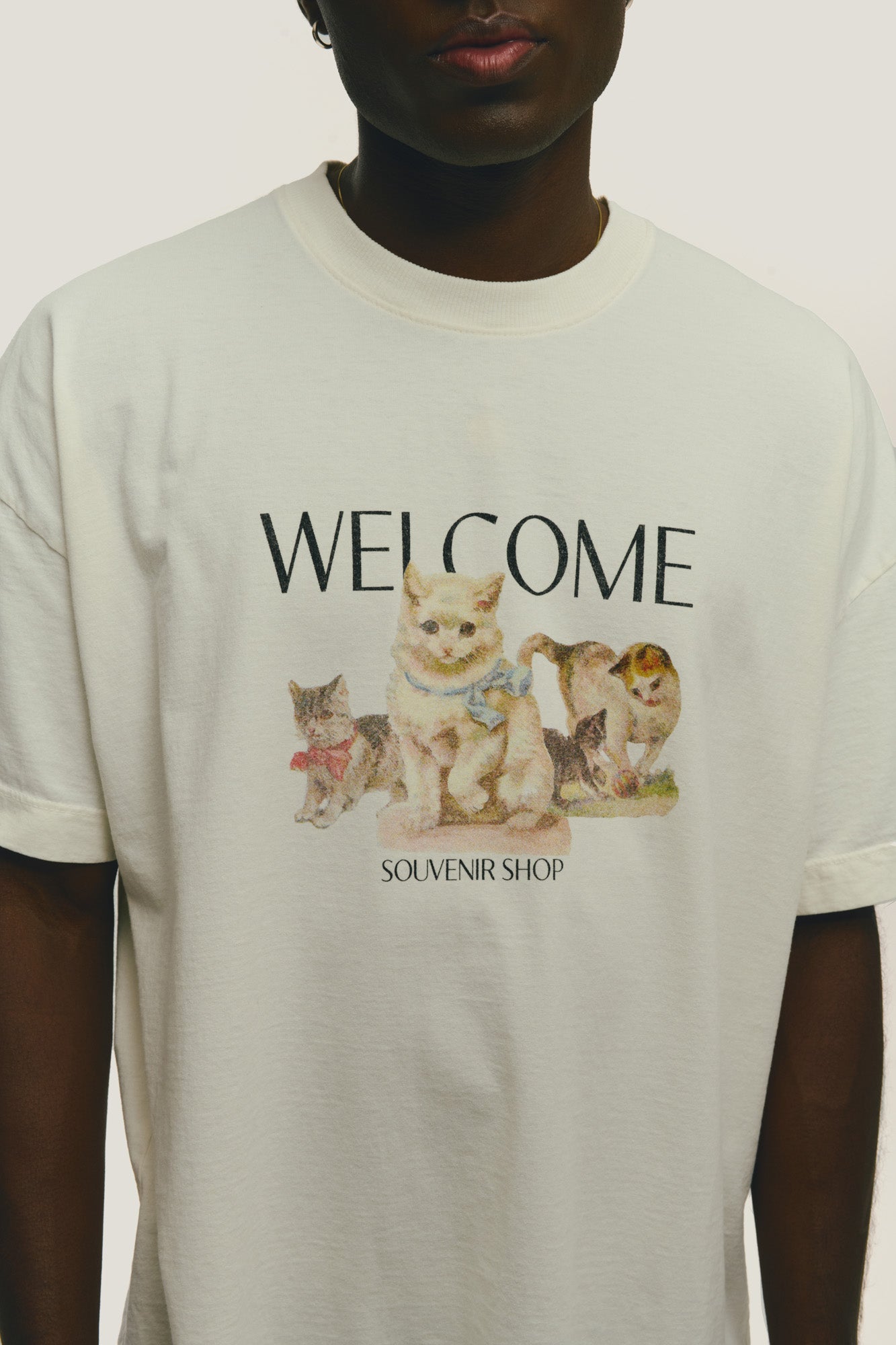 T-Shirt Boxy Fit Cats - Off White