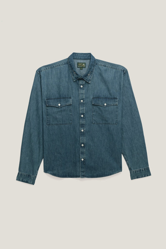 Camisa Jeans Floral Western - Índigo