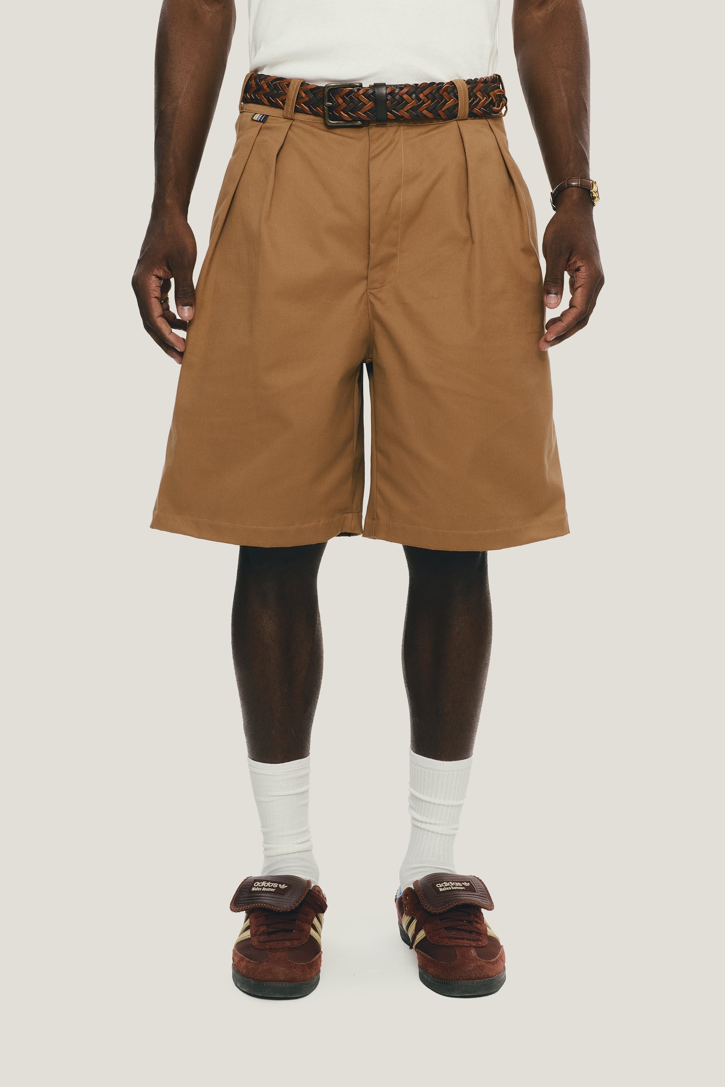 Cinto Trançado de Couro Bicolor - Marrom e Marrom escuro