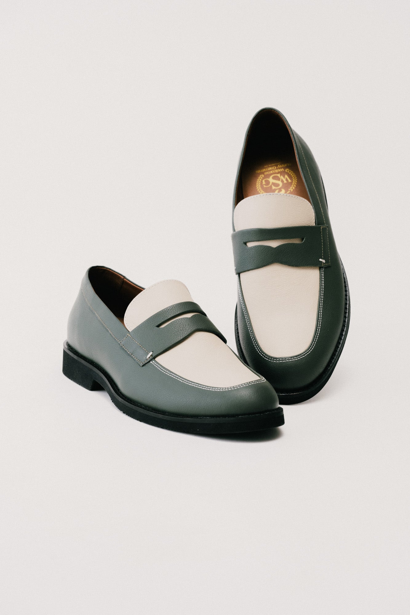 Sapato Penny Loafer Atlântico - Verde e Marfim