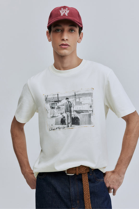 T-shirt Comfort Fit Postcard Hering + Welcome - Off White