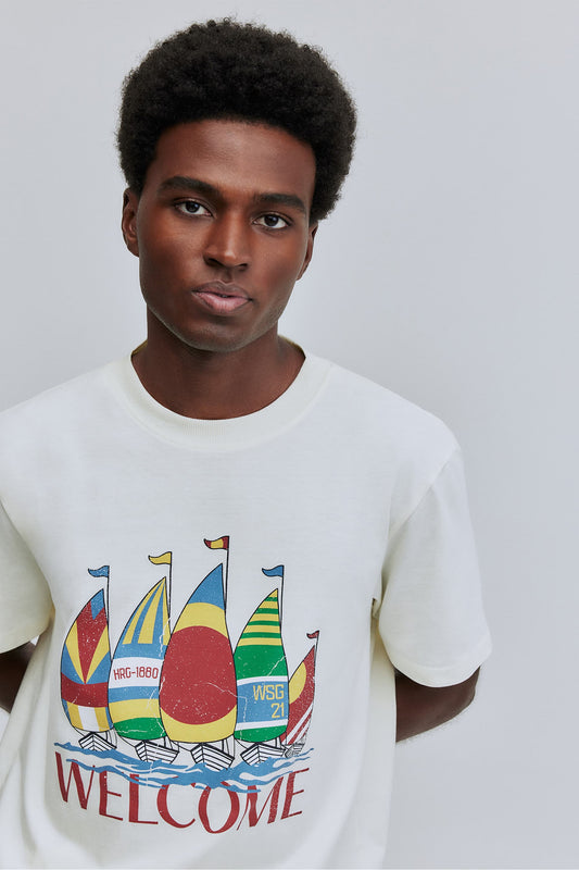 T-shirt Comfort Fit Boats Hering + Welcome - Off White