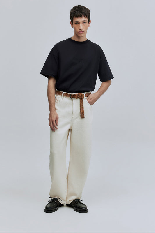 T-shirt Boxy Fit Logo Bordado Hering + Welcome - Preto
