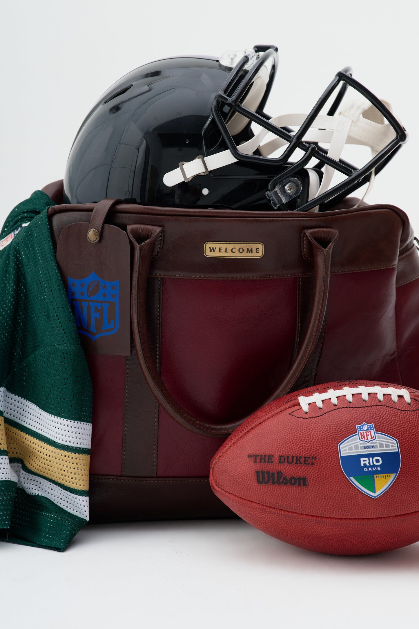 Bolsa de Couro x NFL - Vinho e Marrom