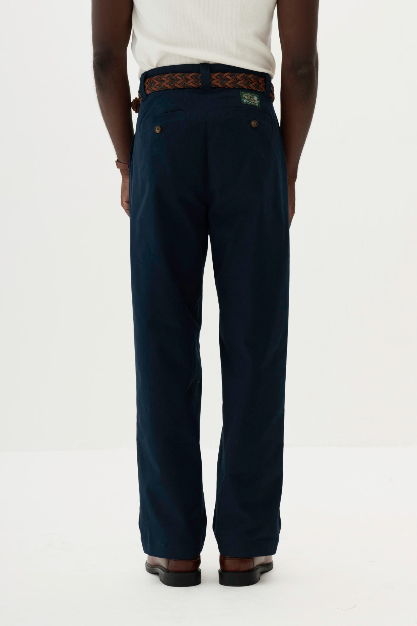 Calça Alfaiataria Dupla Prega Ampla - Azul Marinho
