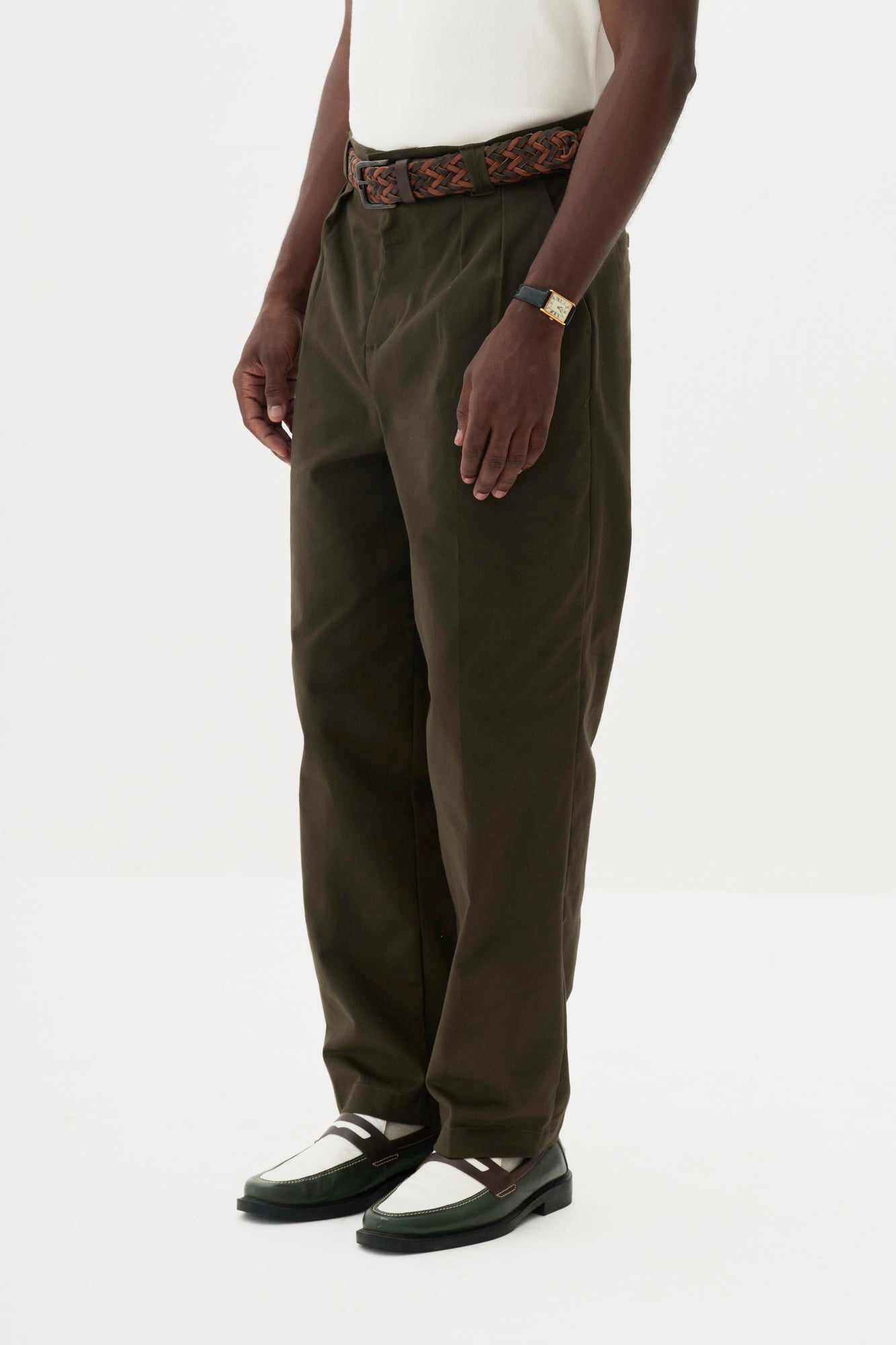 Calça Alfaiataria Dupla Prega - Verde Militar
