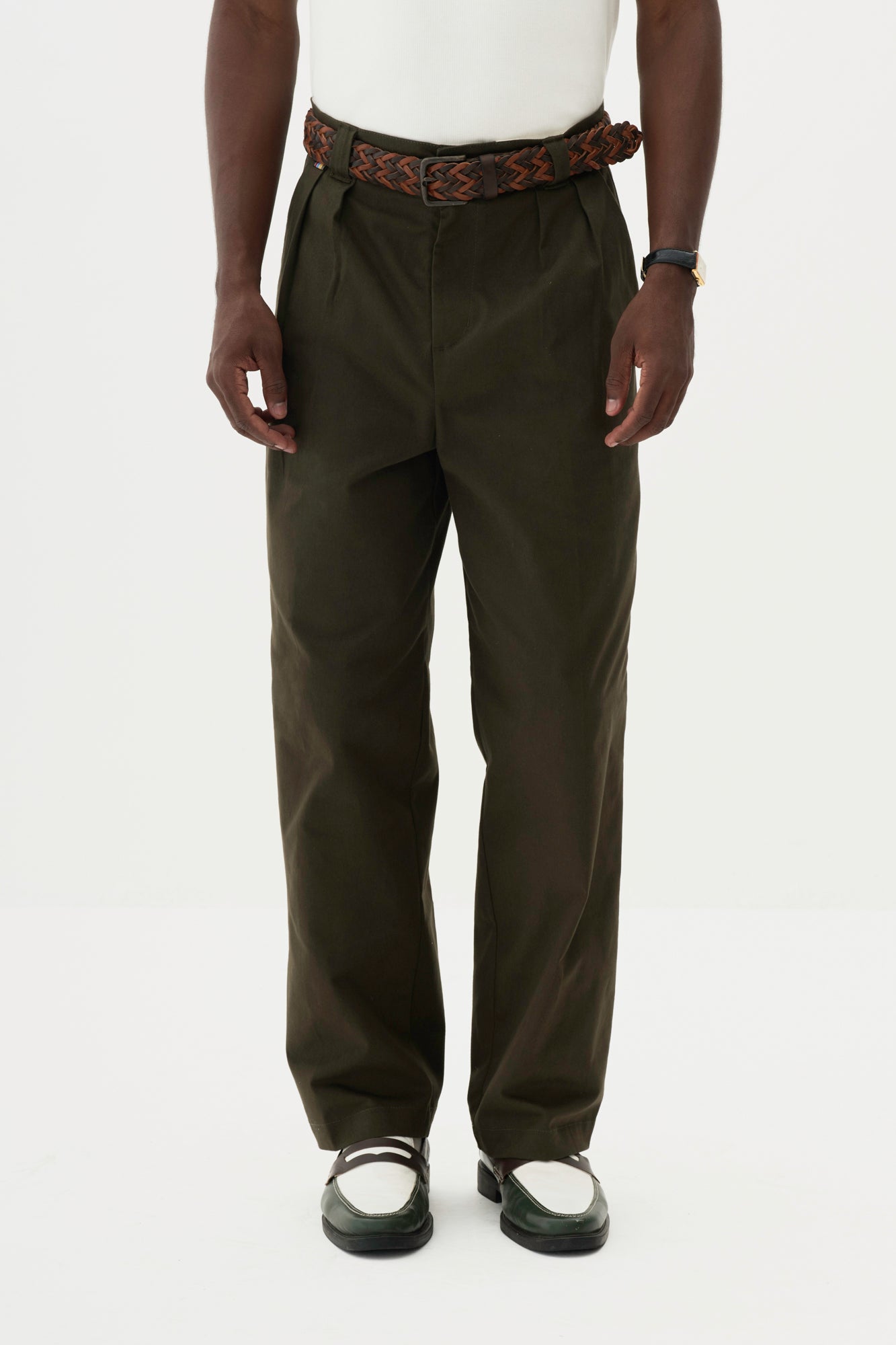 Calça Alfaiataria Dupla Prega - Verde Militar