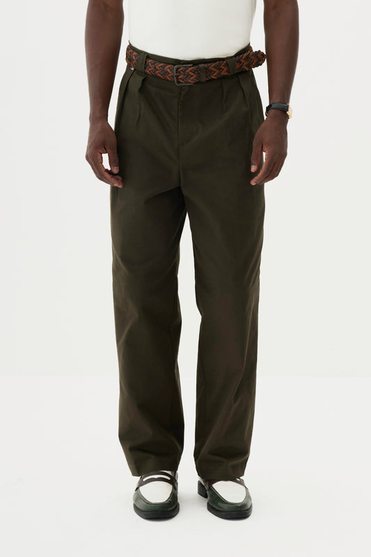 Calça Alfaiataria Dupla Prega - Verde Militar