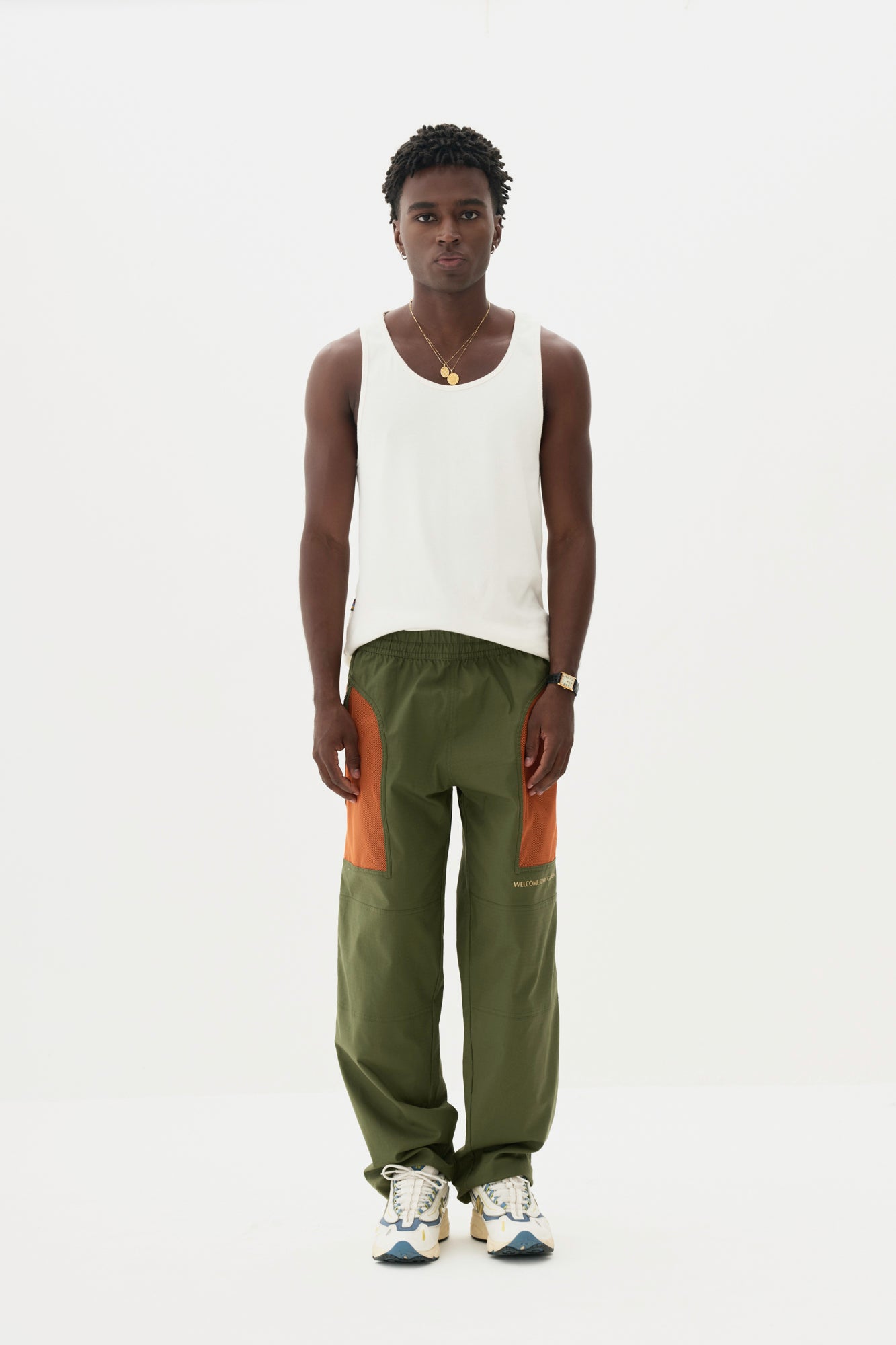 Calça Fishnet Ripstop - Verde e Laranja