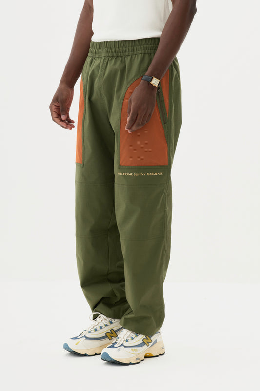 Calça Fishnet Ripstop - Verde e Laranja