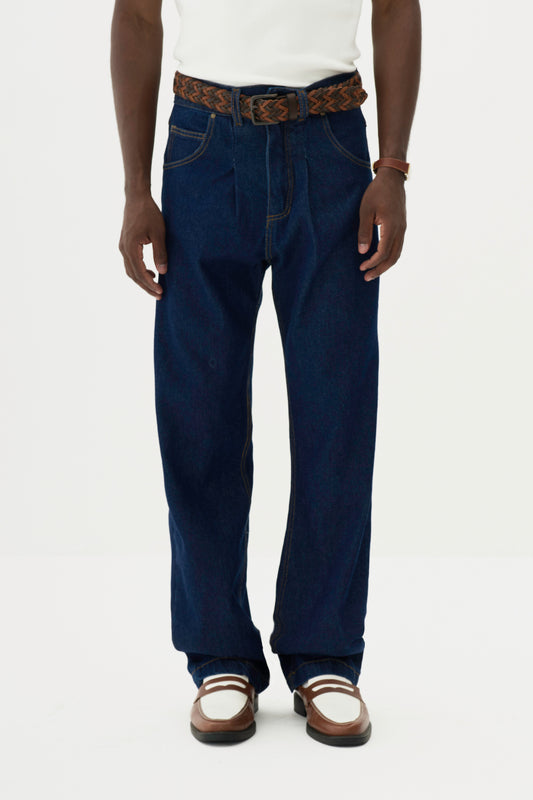 Calça Jeans Sunny Prega Única - Azul Indigo