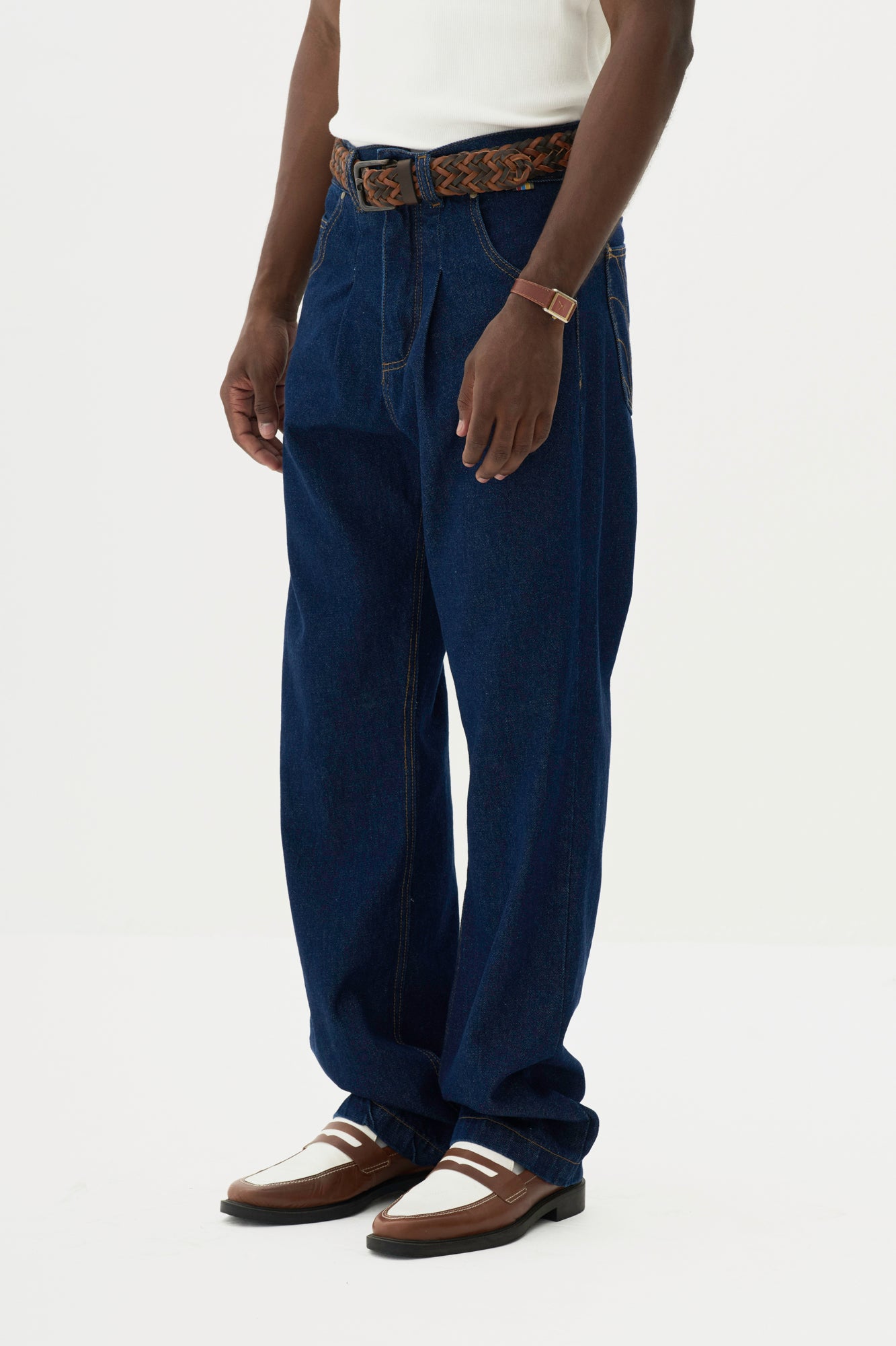 Calça Jeans Sunny Prega Única - Azul Raw