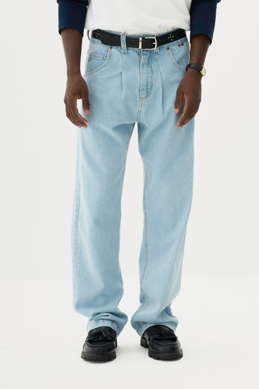 Calça Jeans Sunny Prega Única - Azul Light