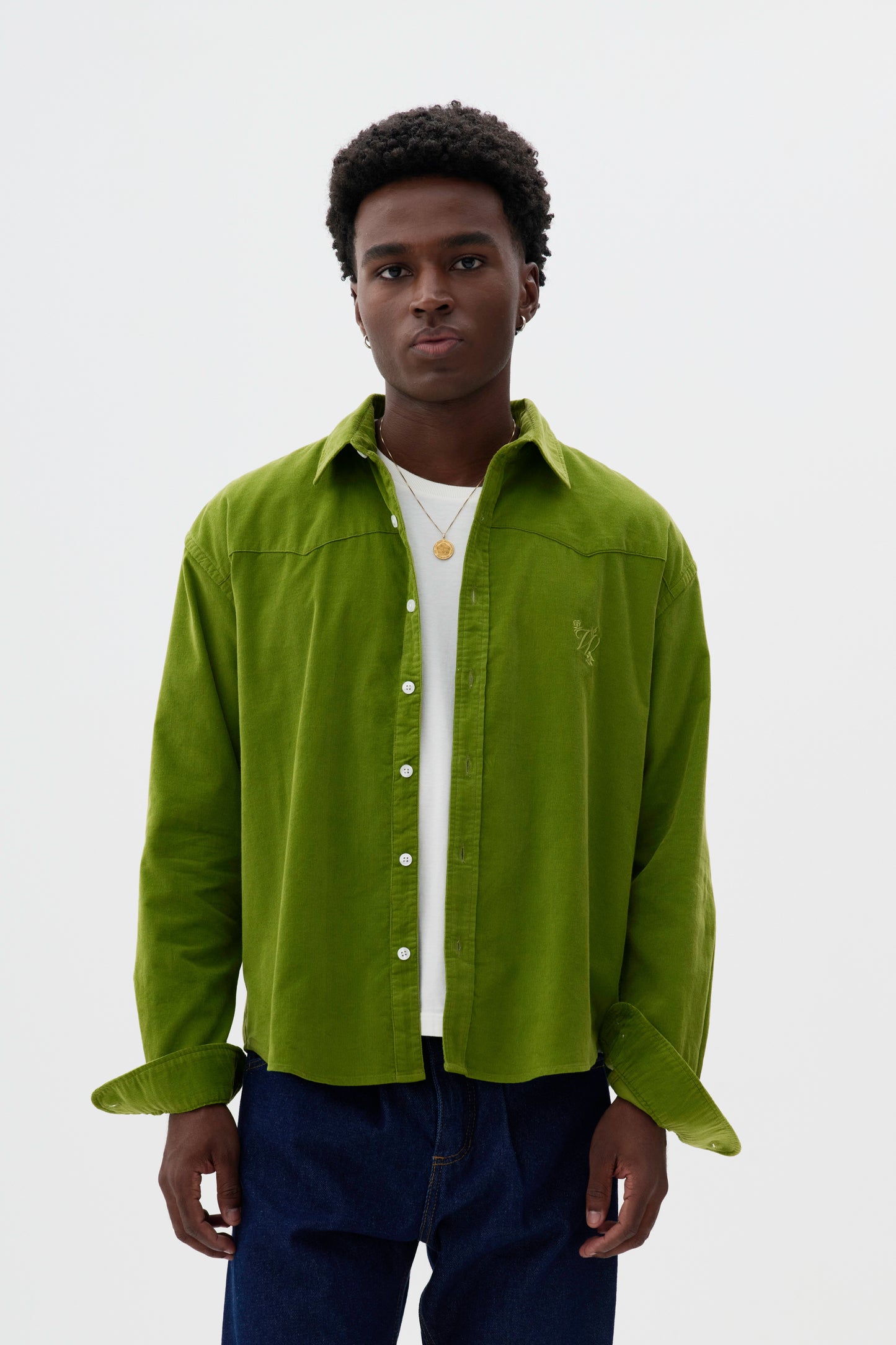 Camisa Overshirt Veludo Cotelê ML - Verde