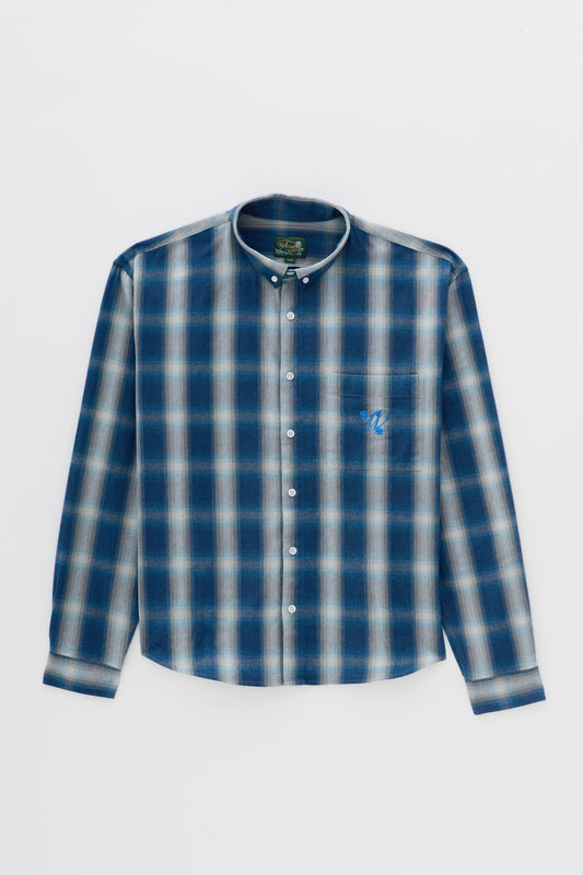 Camisa Overshirt Xadrez ML- Azul e Off White