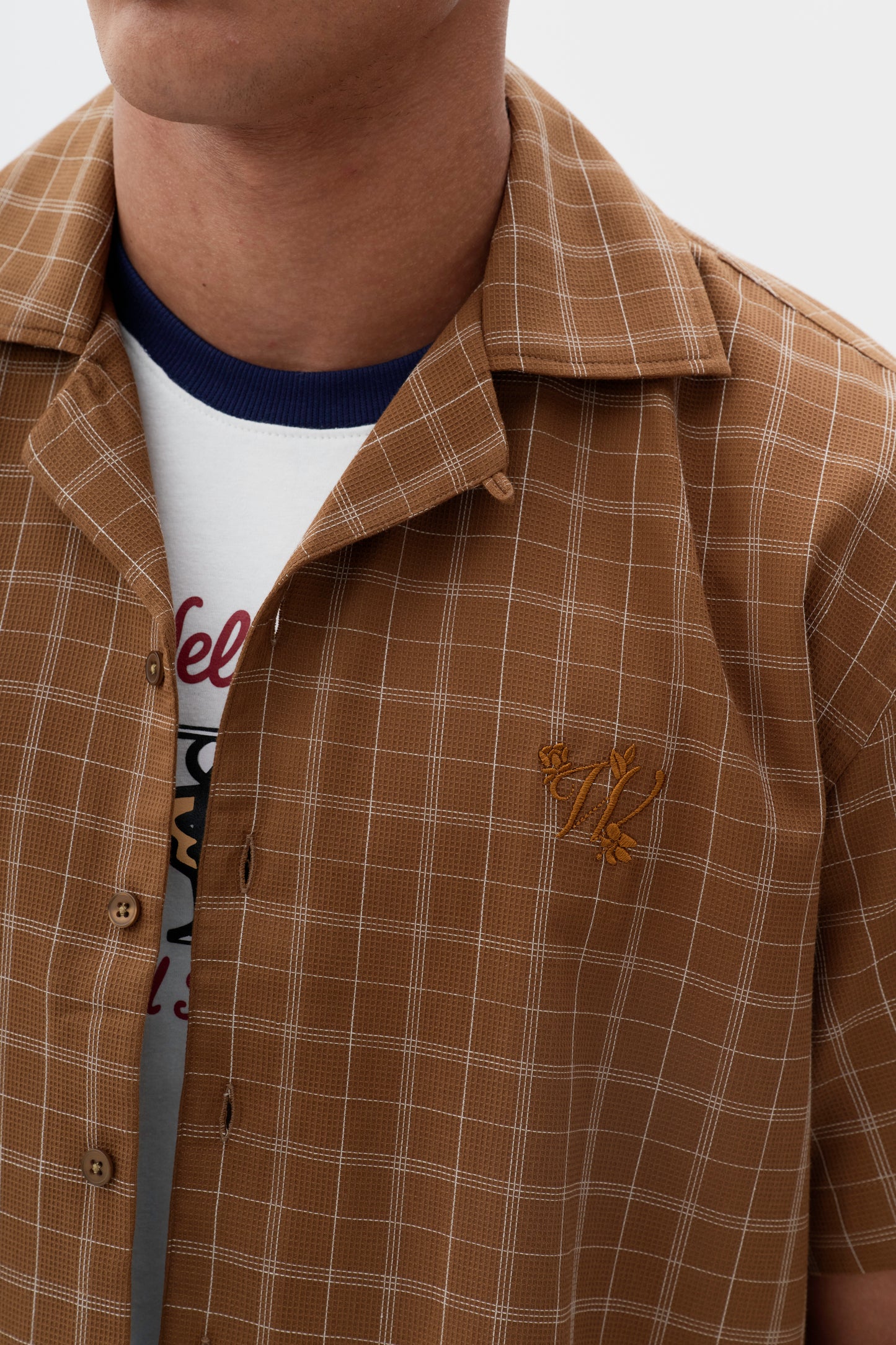 Camisa Xadrez MC - Marrom Caramelo