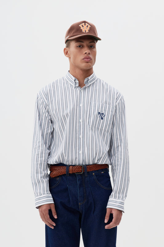 Camisa Lounge Listrada - Off White, Preto e Azul