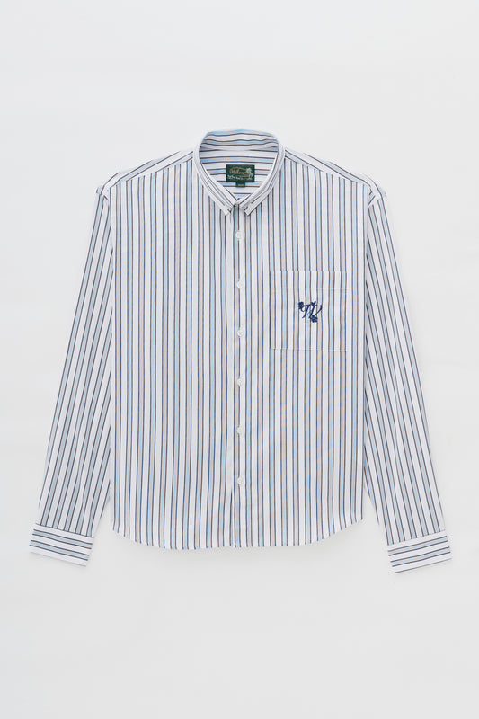 Camisa Lounge Listrada - Off White, Preto e Azul